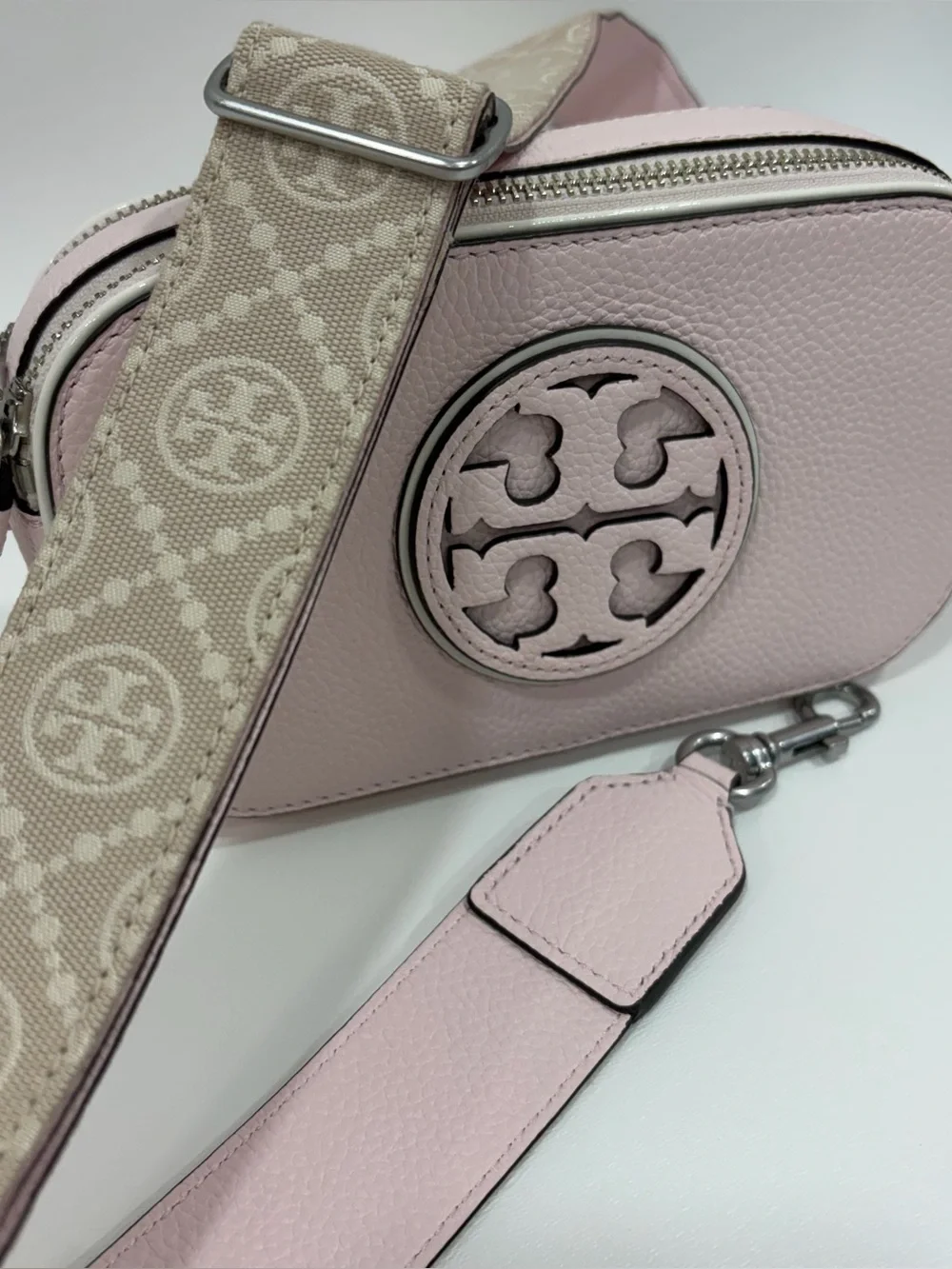 Tory Burch Mini Miller Leather Crossbody Bag Pale Pink